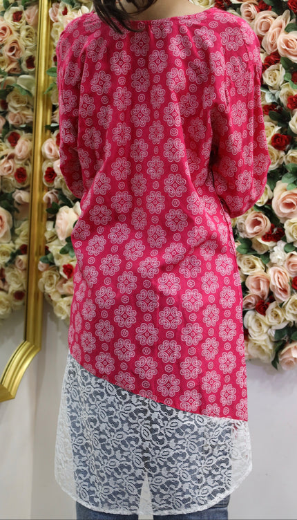 Chic Pink Printed Kurti