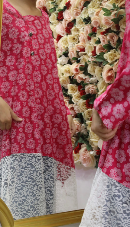 Chic Pink Printed Kurti