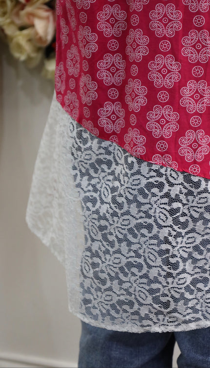 Chic Pink Printed Kurti