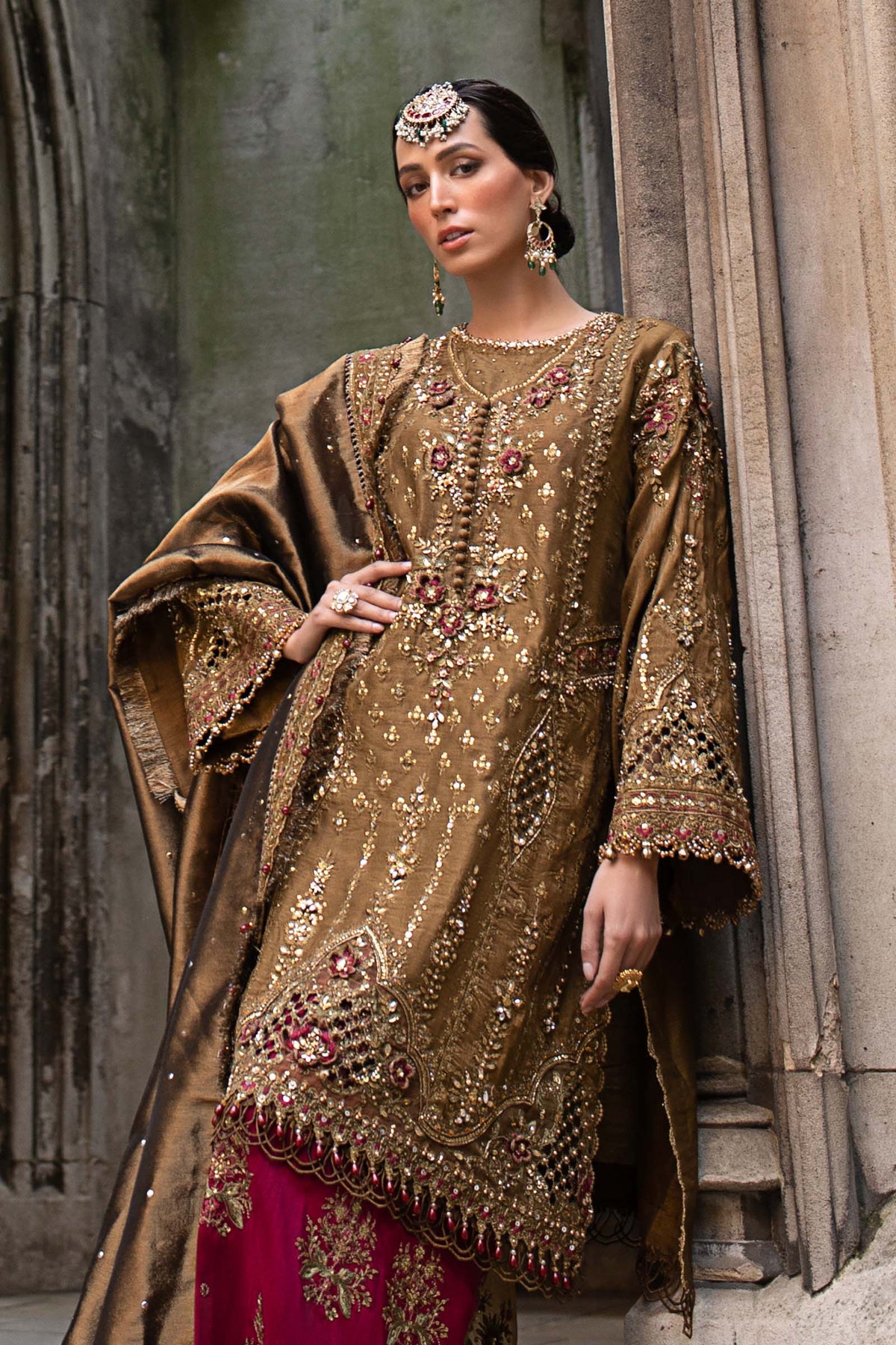 3 Piece Stitched Embroidered Raw Silk Suit