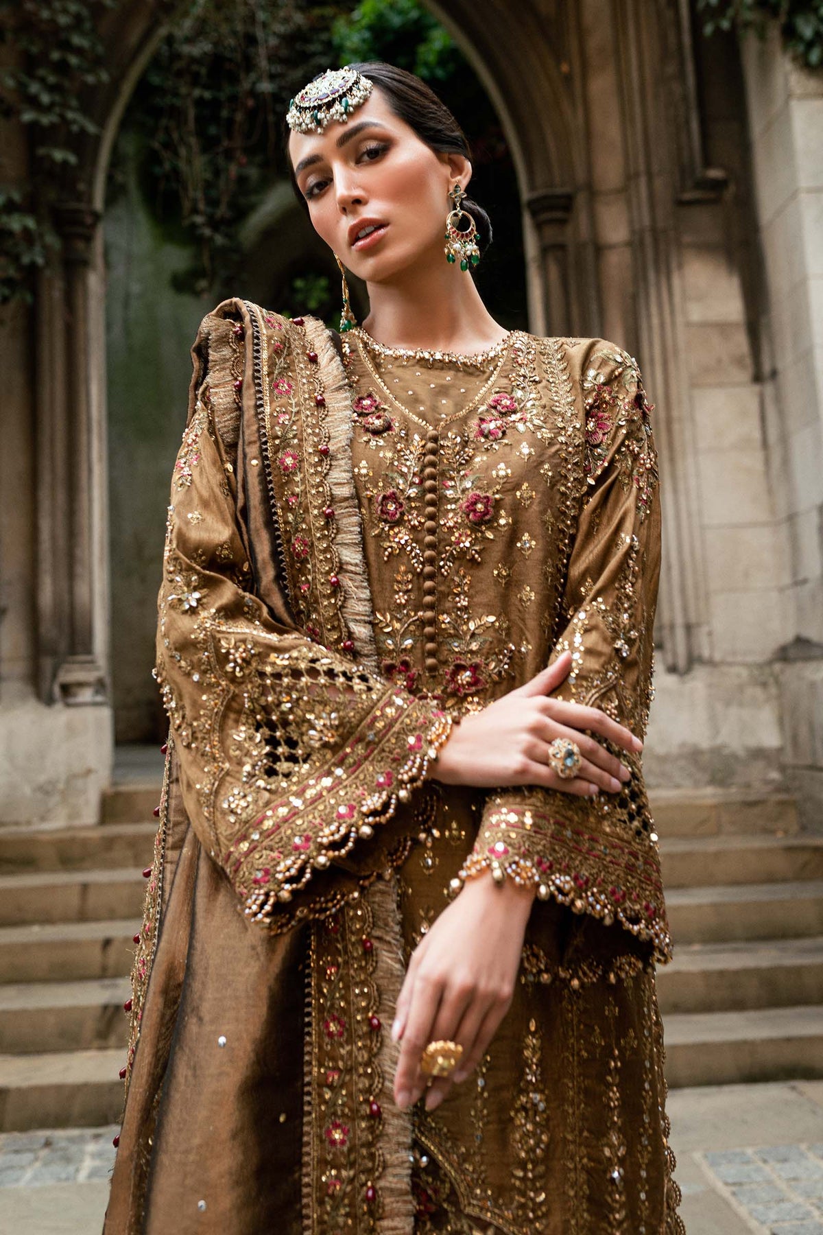 3 Piece Stitched Embroidered Raw Silk Suit