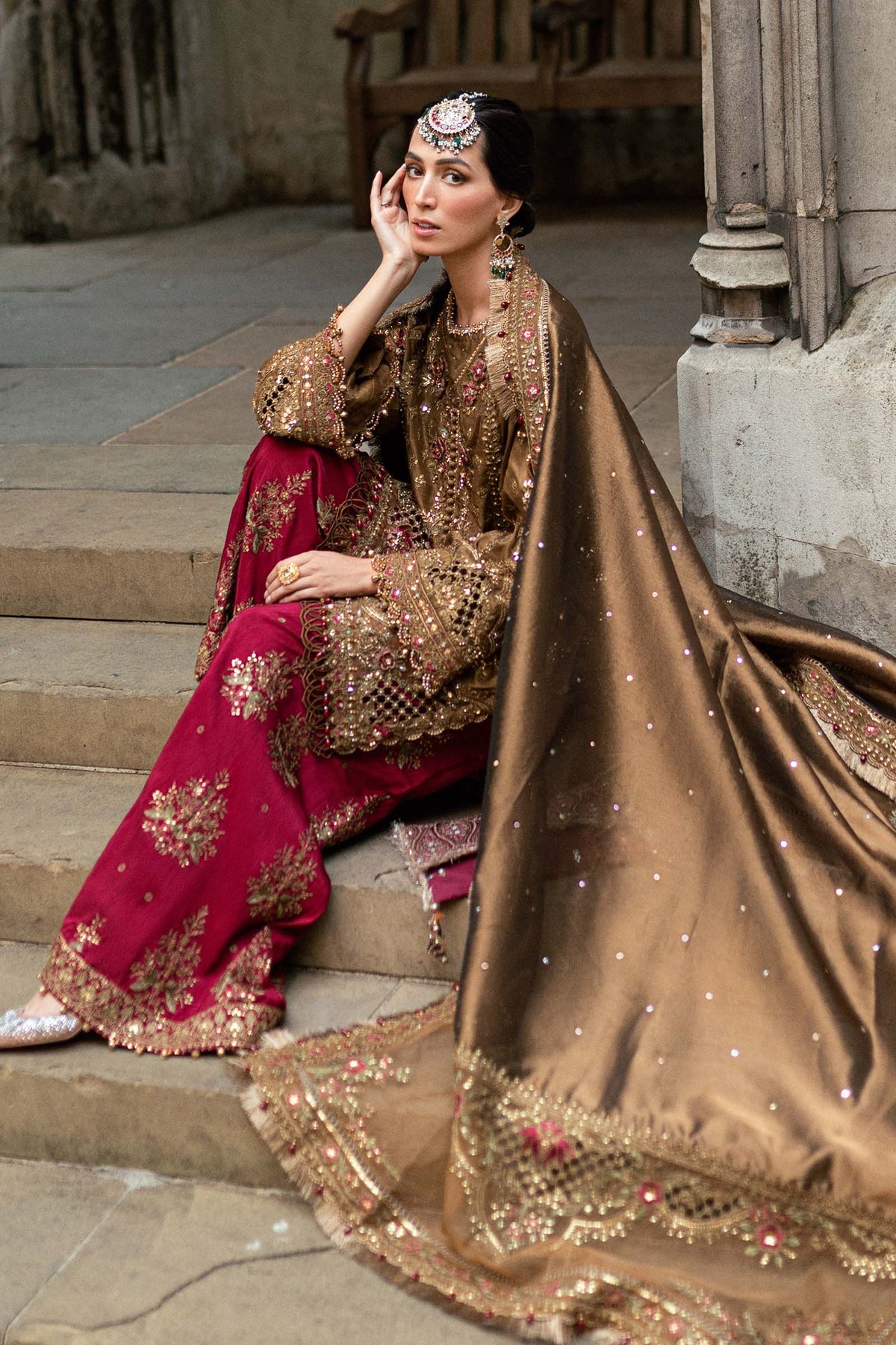 3 Piece Stitched Embroidered Raw Silk Suit