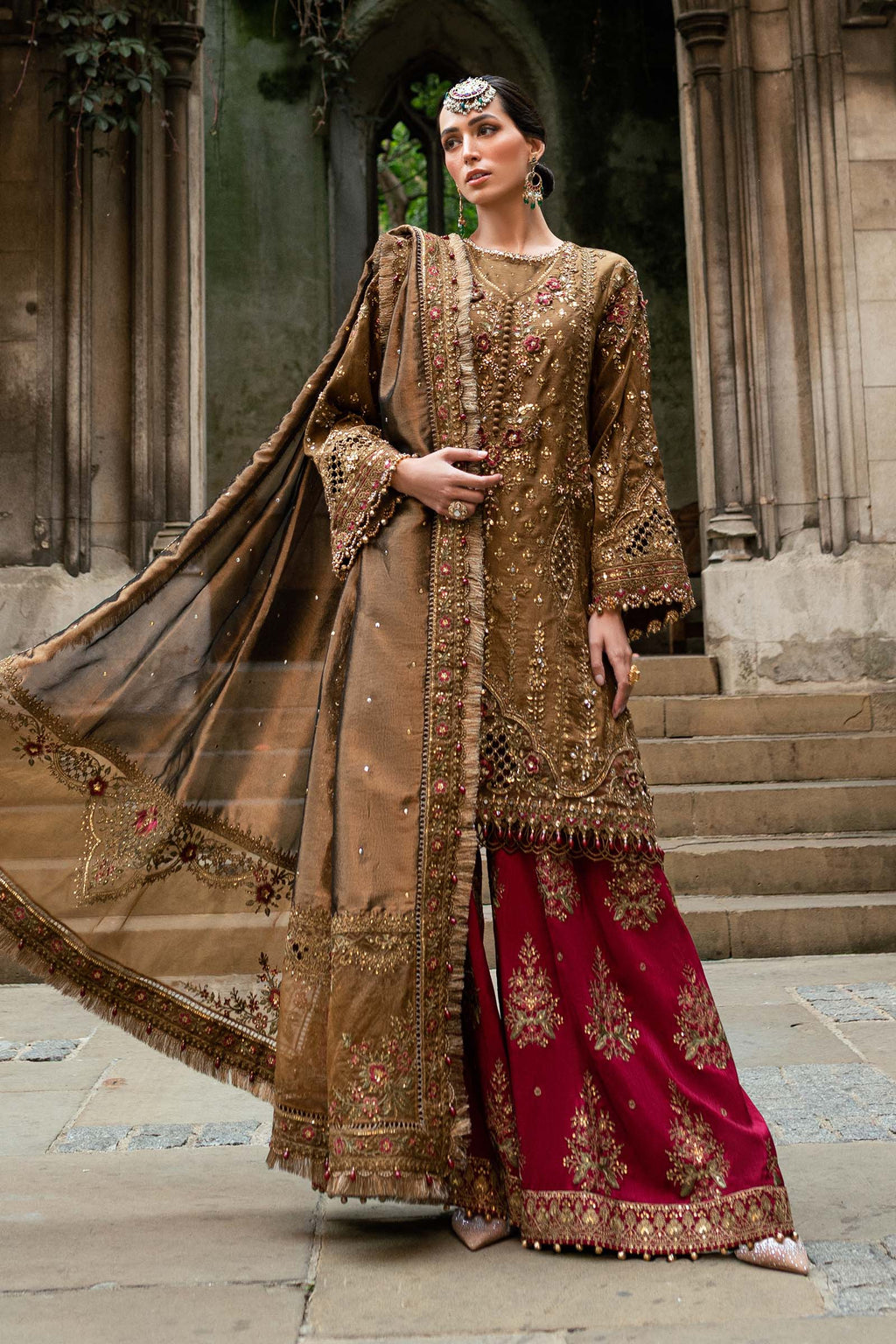 3 Piece Stitched Embroidered Raw Silk Suit