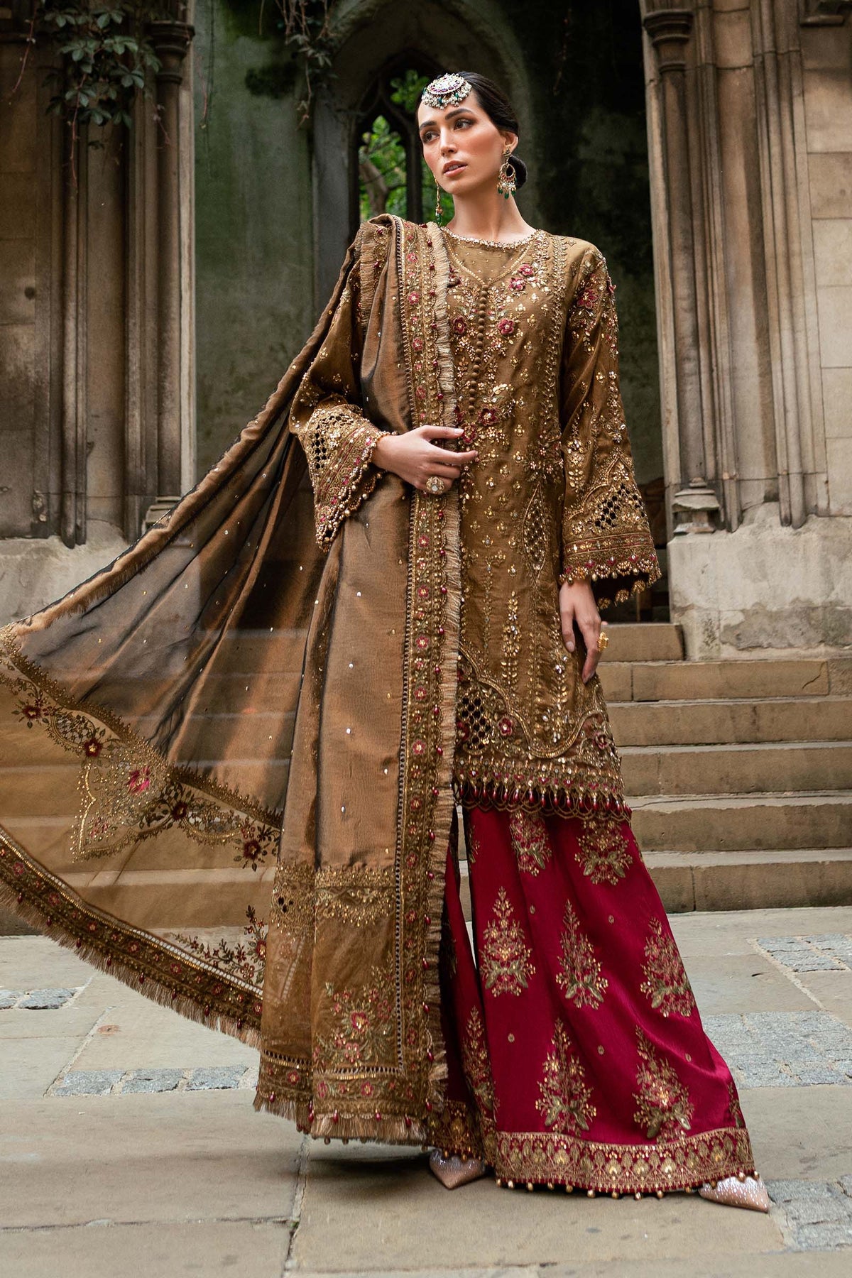3 Piece Stitched Embroidered Raw Silk Suit