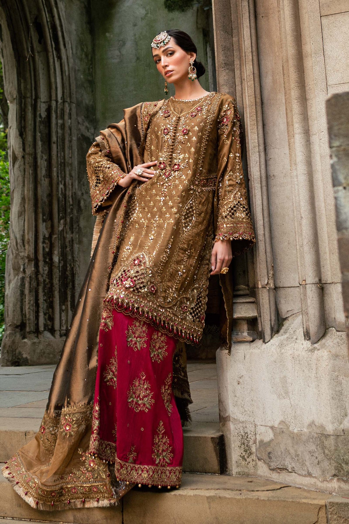 3 Piece Stitched Embroidered Raw Silk Suit