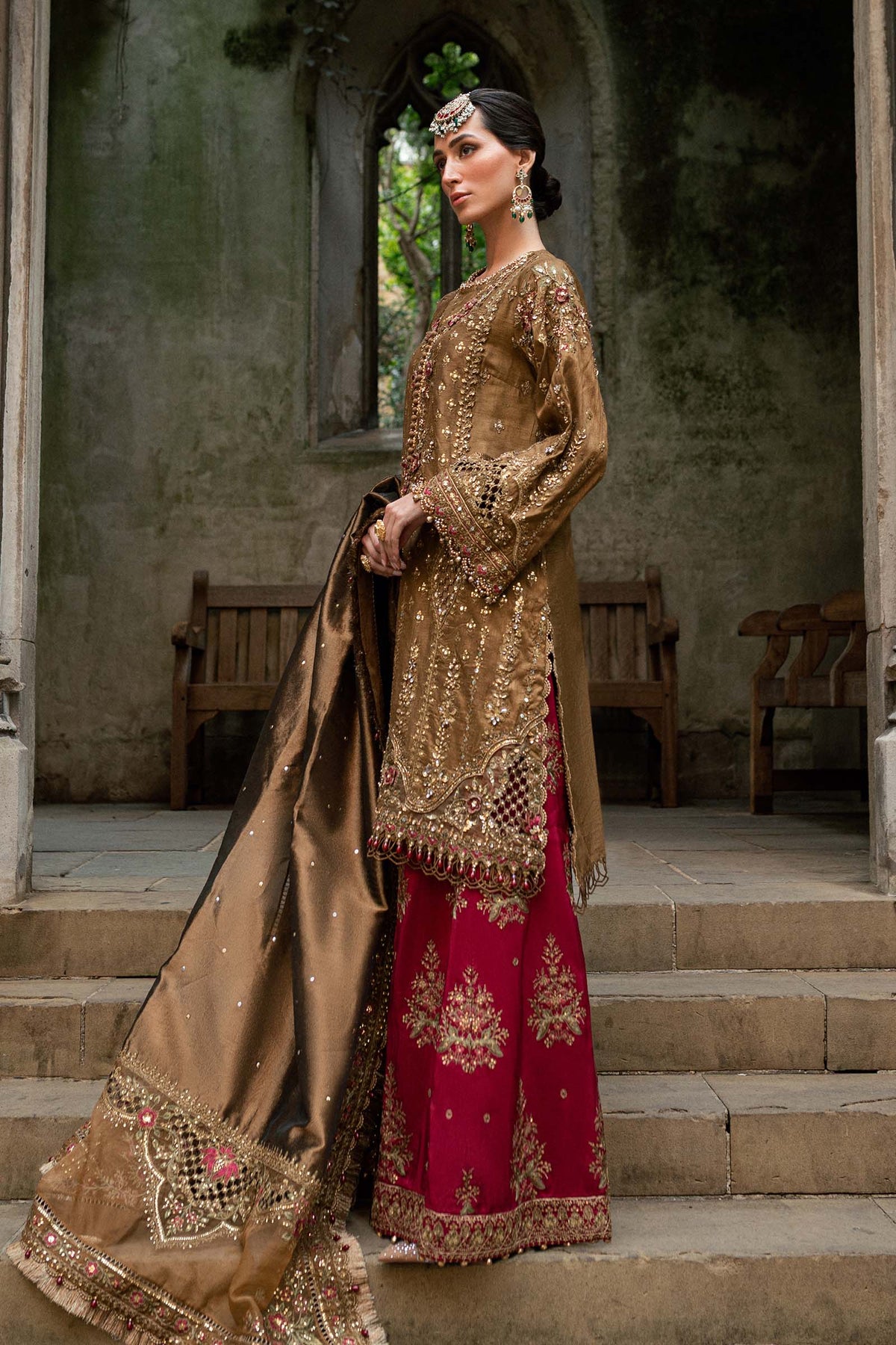 3 Piece Stitched Embroidered Raw Silk Suit