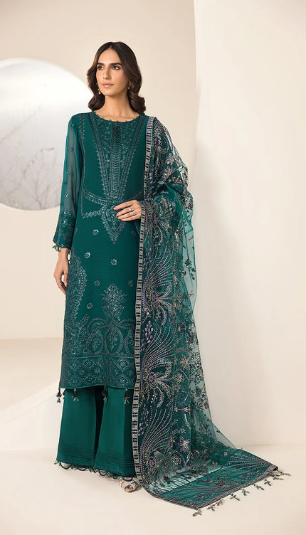 Embroidered Chiffon Sea Blue