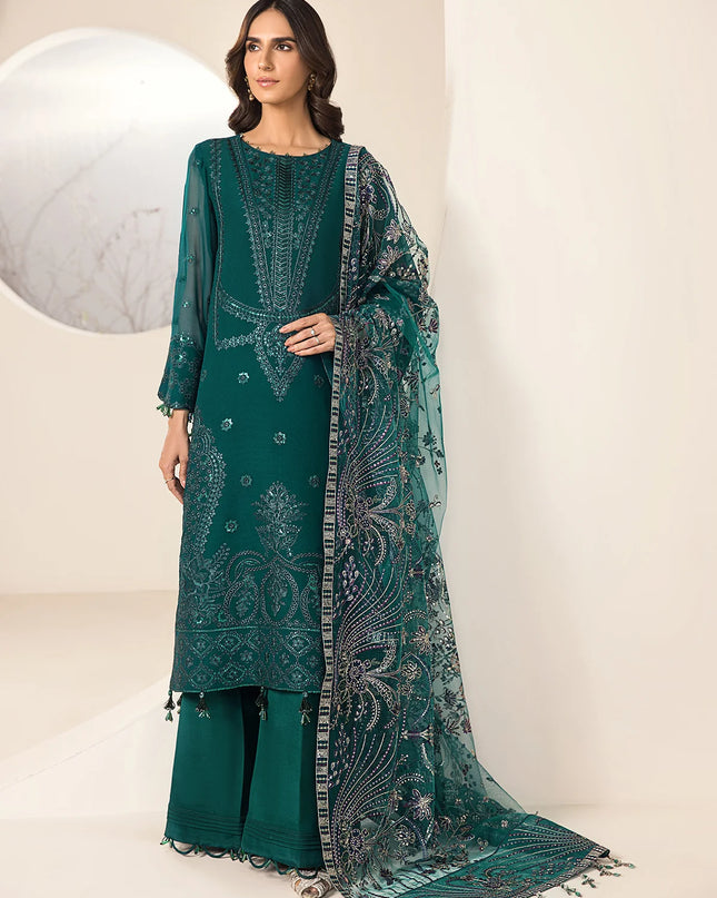Embroidered Chiffon Sea Blue