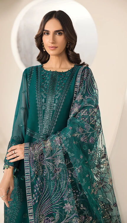 Embroidered Chiffon Sea Blue