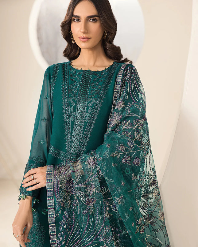 Embroidered Chiffon Sea Blue