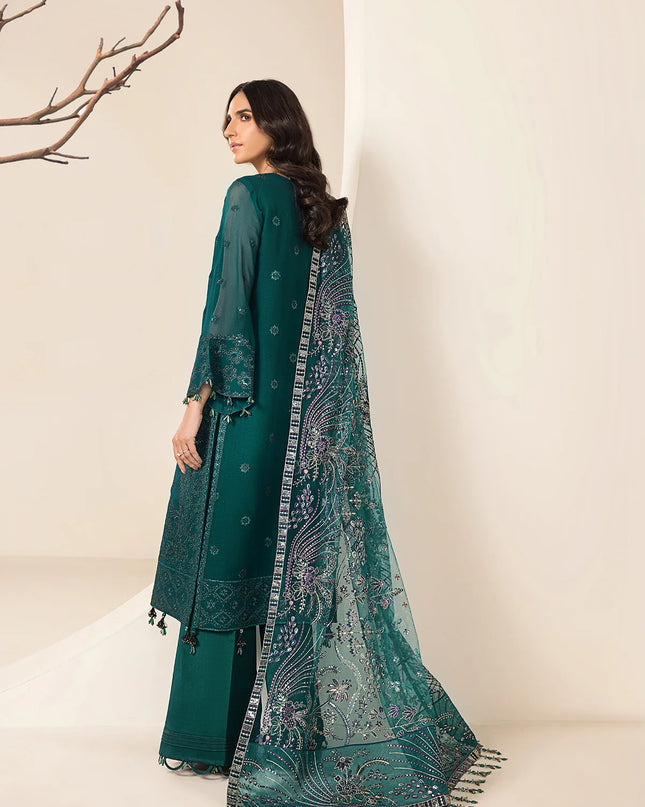 Embroidered Chiffon Sea Blue