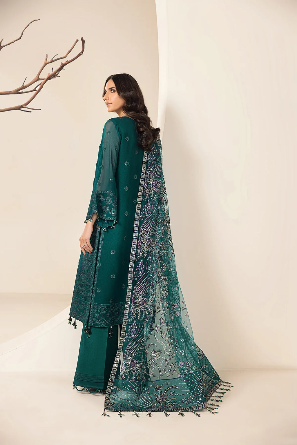 Embroidered Chiffon Sea Blue