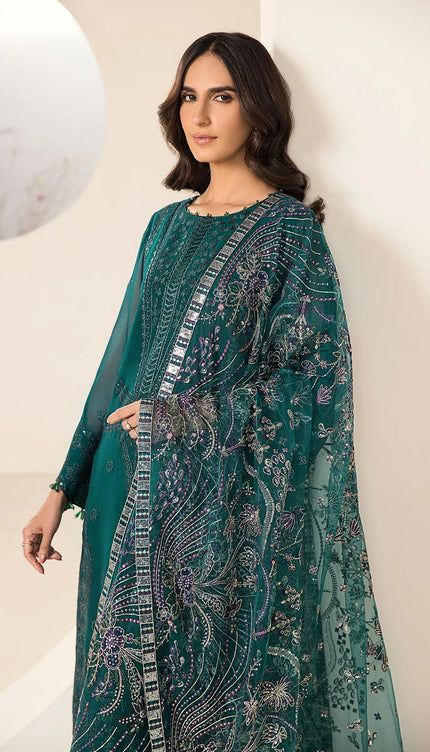 Embroidered Chiffon Sea Blue