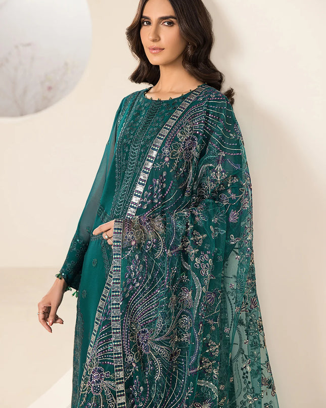 Embroidered Chiffon Sea Blue