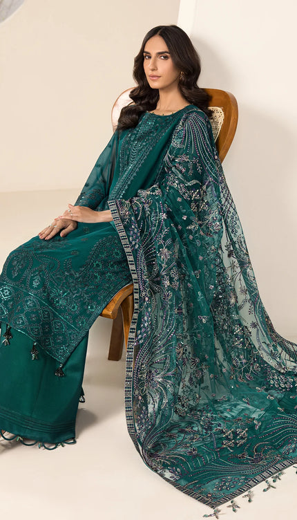 Embroidered Chiffon Sea Blue