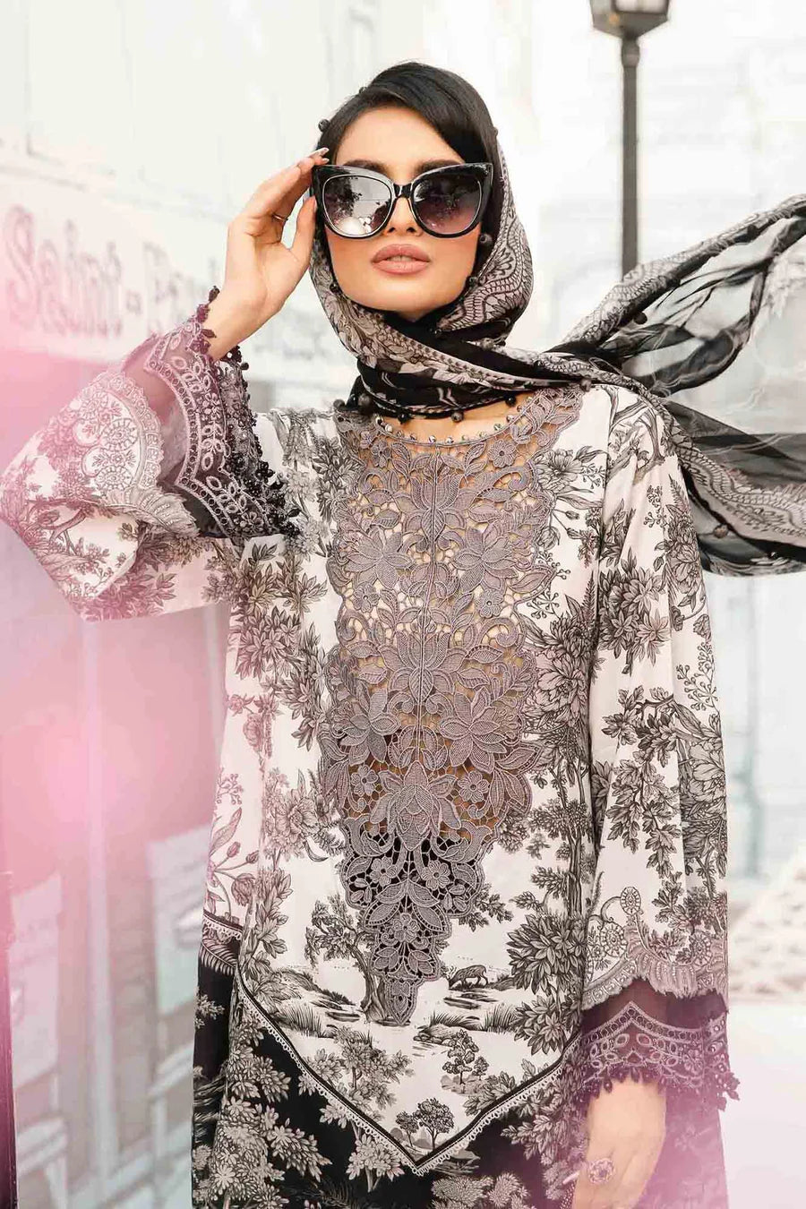 3 Piece Stitched Embroidered Lawn Suit | MPT-2608-B
