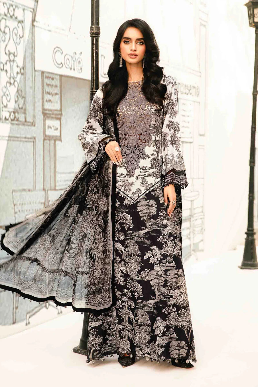3 Piece Stitched Embroidered Lawn Suit | MPT-2608-B