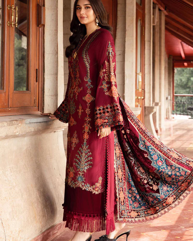 3 Piece Unstitched Embroidered Twill Linen Suit | DL-1210