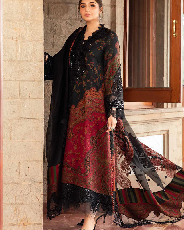 3 Piece Unstitched Embroidered Woven Suit | DL-1204