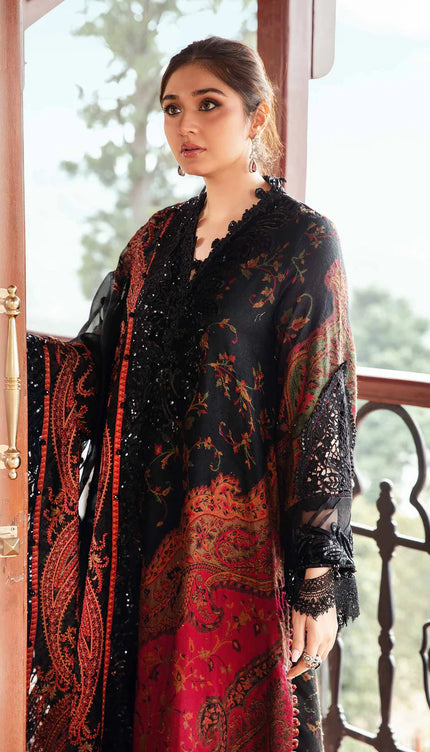3 Piece Unstitched Embroidered Woven Suit | DL-1204