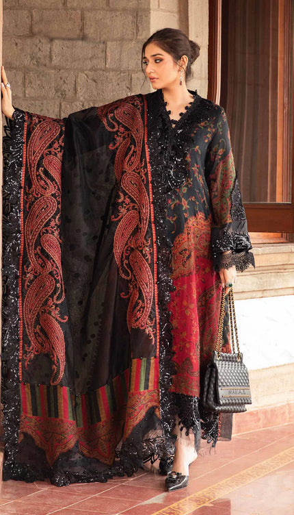3 Piece Unstitched Embroidered Woven Suit | DL-1204