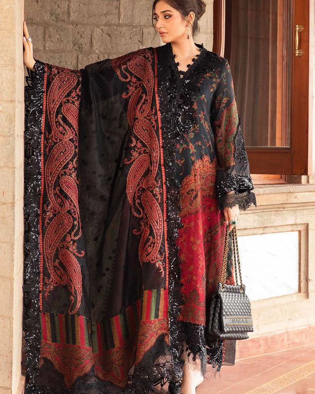 3 Piece Unstitched Embroidered Woven Suit | DL-1204