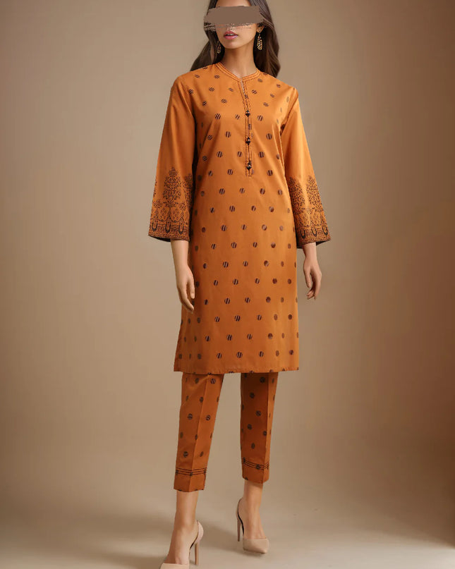 Cotton Jacquard Stitched 2 Piece (Shirt/Trouser)