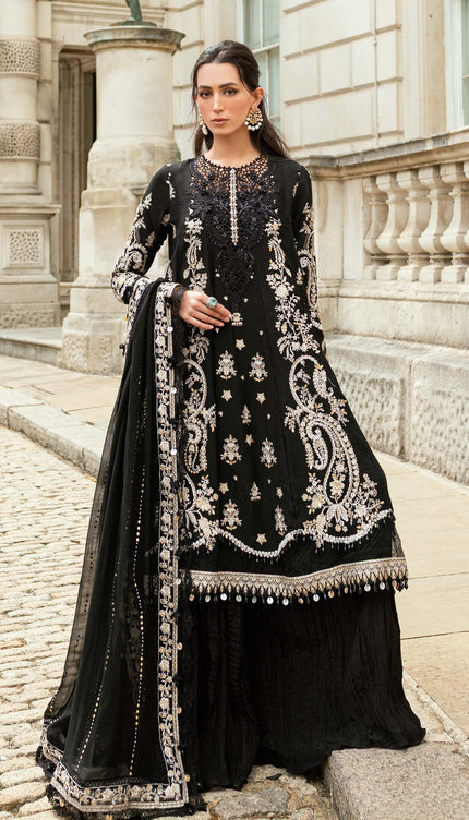 3 Piece Stitched Embroidered Raw Silk Suit
