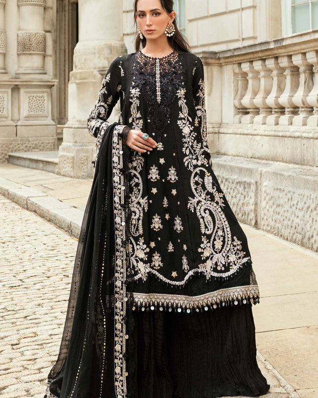 3 Piece Stitched Embroidered Raw Silk Suit