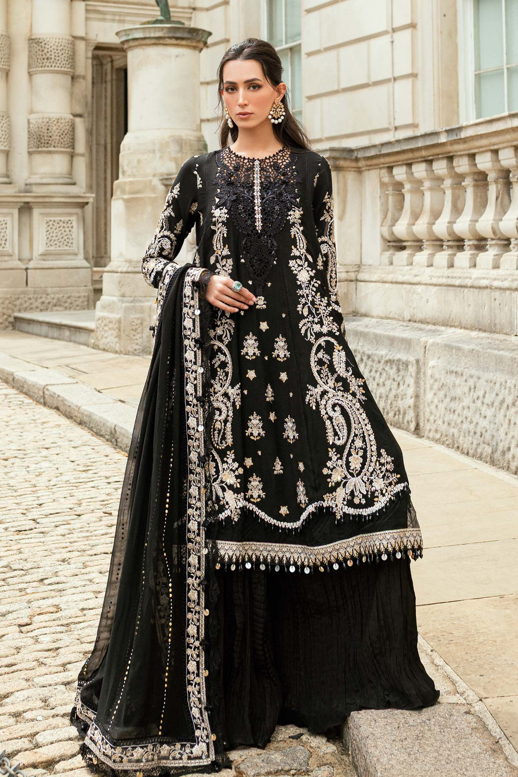 3 Piece Stitched Embroidered Raw Silk Suit