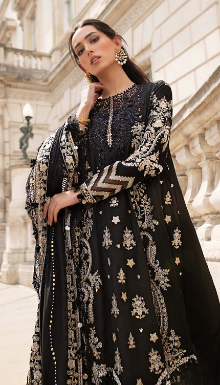 3 Piece Stitched Embroidered Raw Silk Suit