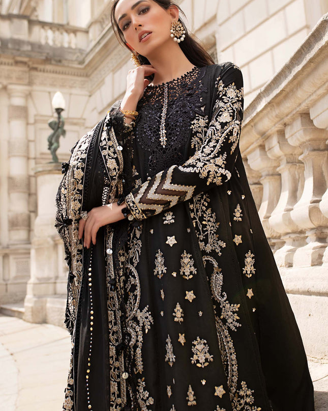 3 Piece Stitched Embroidered Raw Silk Suit