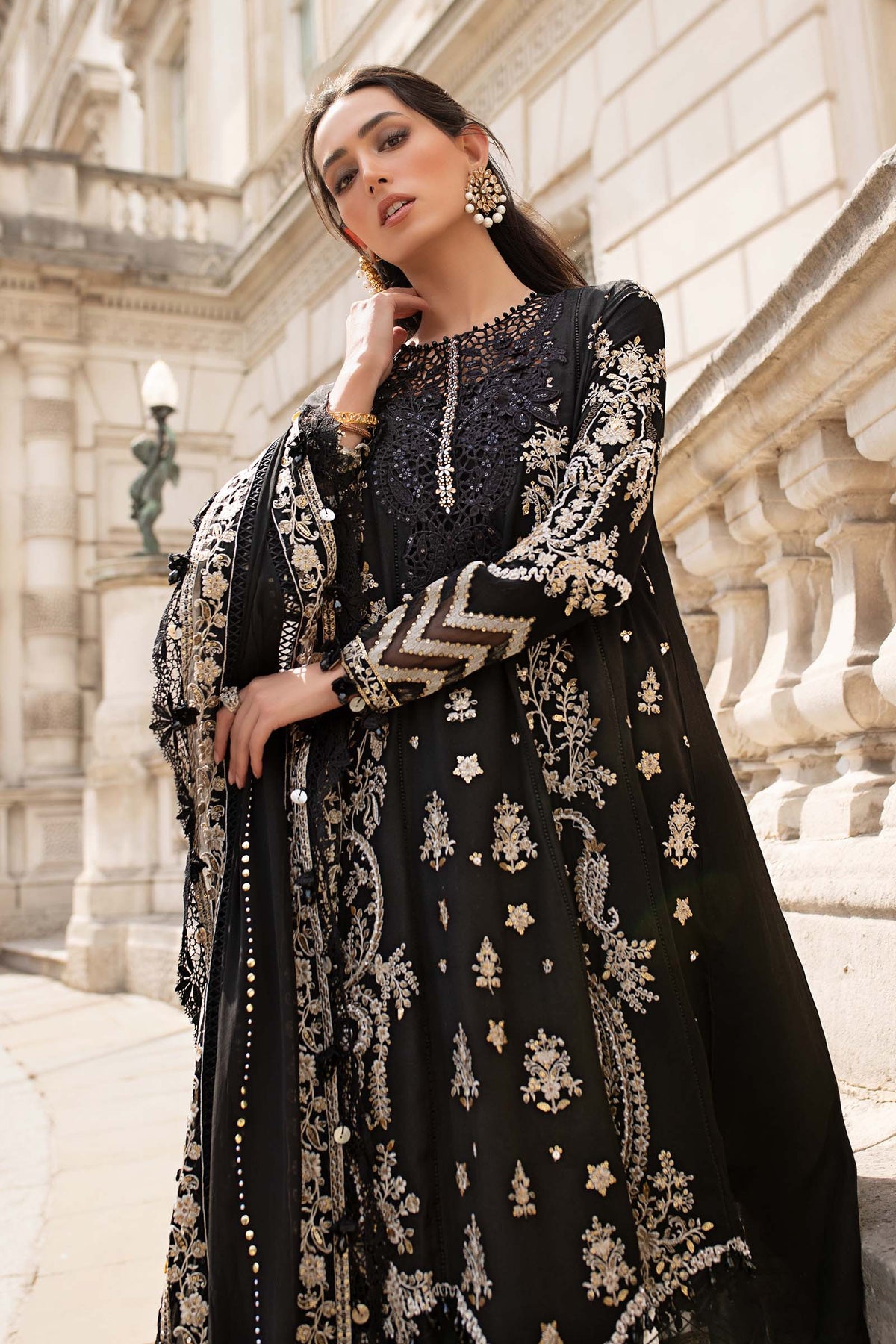 3 Piece Stitched Embroidered Raw Silk Suit