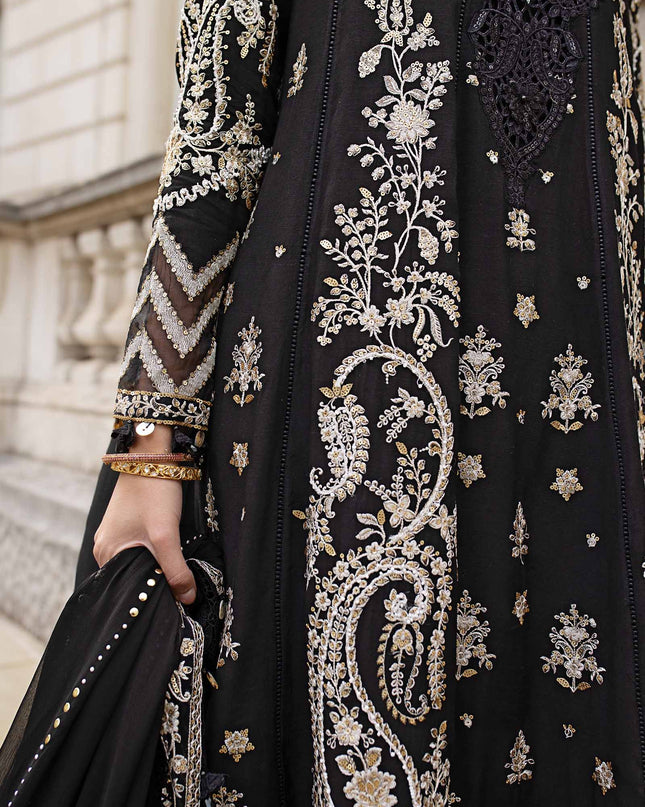 3 Piece Stitched Embroidered Raw Silk Suit