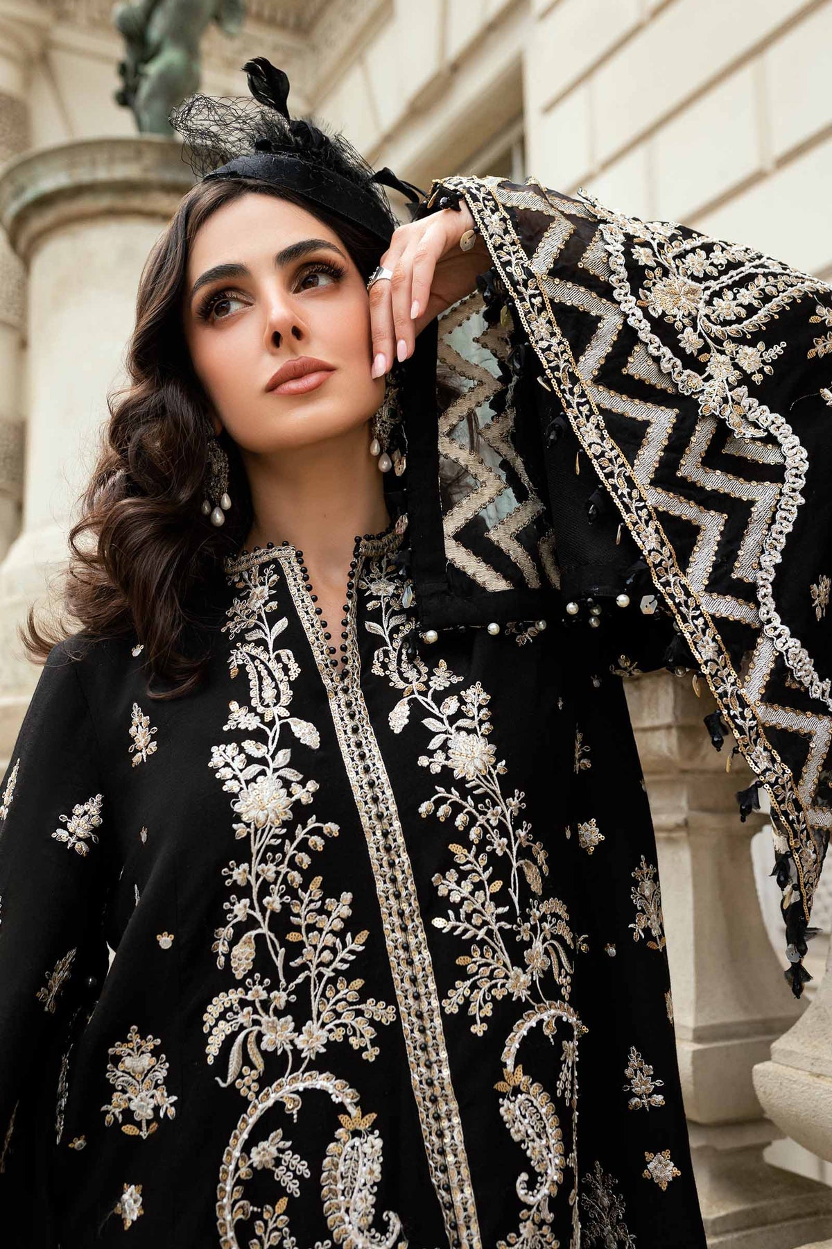 3 Piece Stitched Embroidered Raw Silk Suit