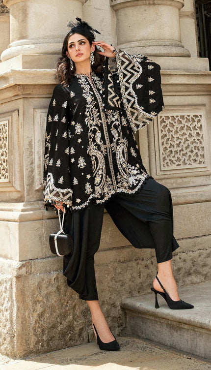 3 Piece Stitched Embroidered Raw Silk Suit