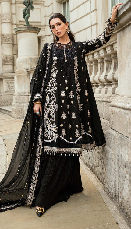3 Piece Stitched Embroidered Raw Silk Suit