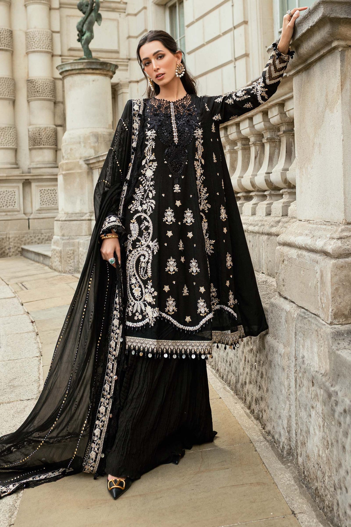 3 Piece Stitched Embroidered Raw Silk Suit
