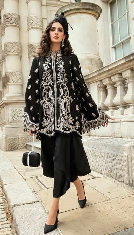 3 Piece Stitched Embroidered Raw Silk Suit