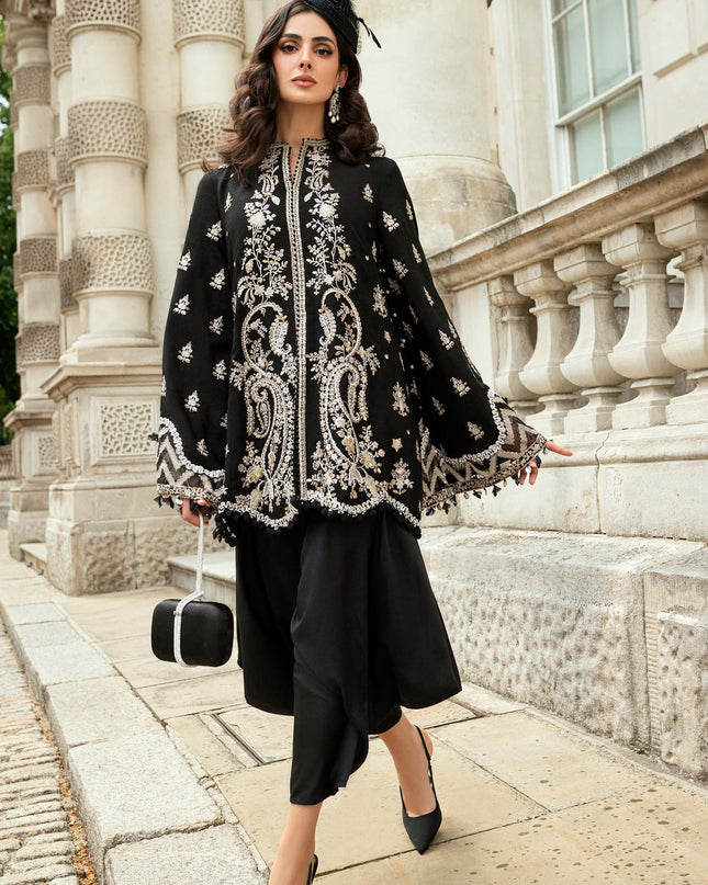 3 Piece Stitched Embroidered Raw Silk Suit