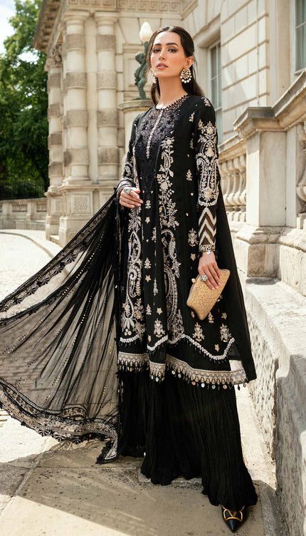 3 Piece Stitched Embroidered Raw Silk Suit
