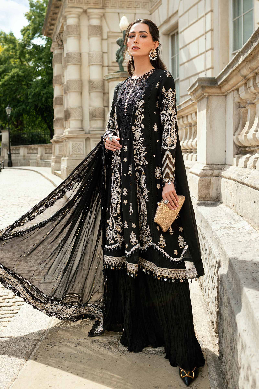 3 Piece Stitched Embroidered Raw Silk Suit