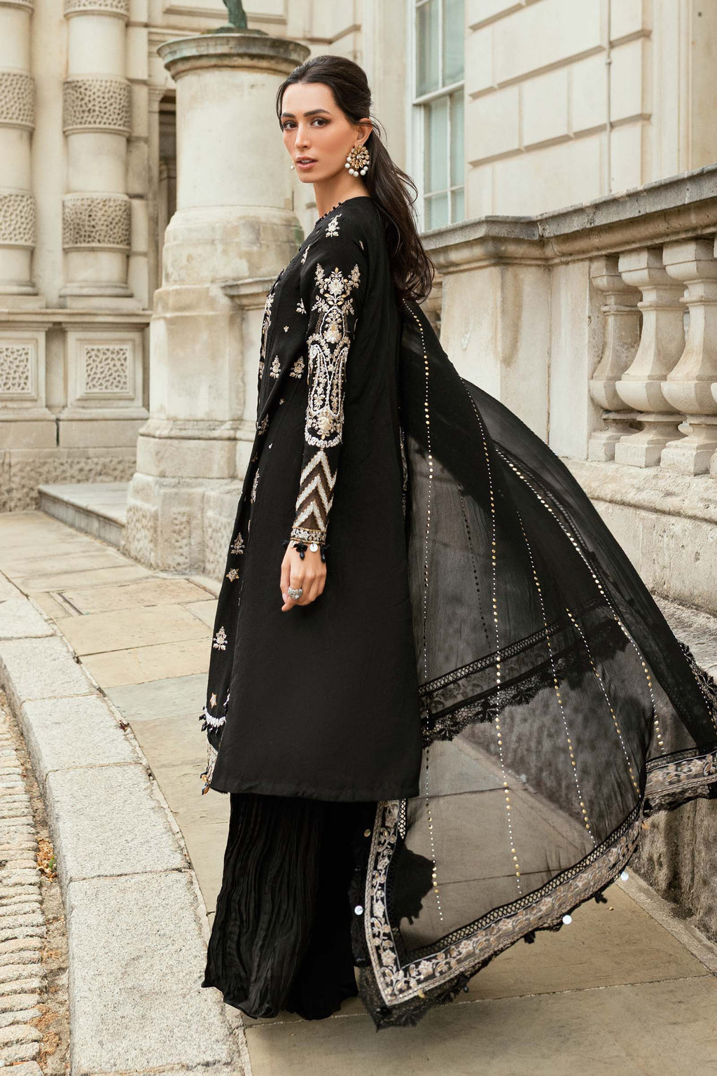3 Piece Stitched Embroidered Raw Silk Suit