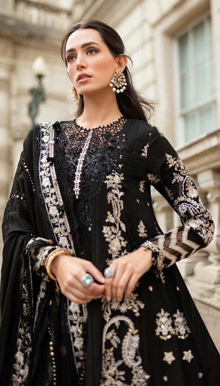 3 Piece Stitched Embroidered Raw Silk Suit