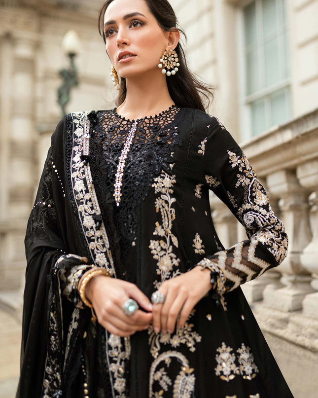 3 Piece Stitched Embroidered Raw Silk Suit