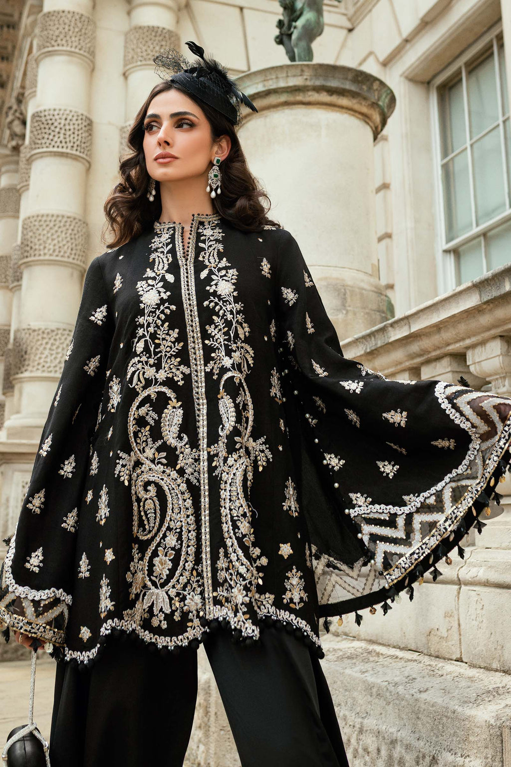 3 Piece Stitched Embroidered Raw Silk Suit