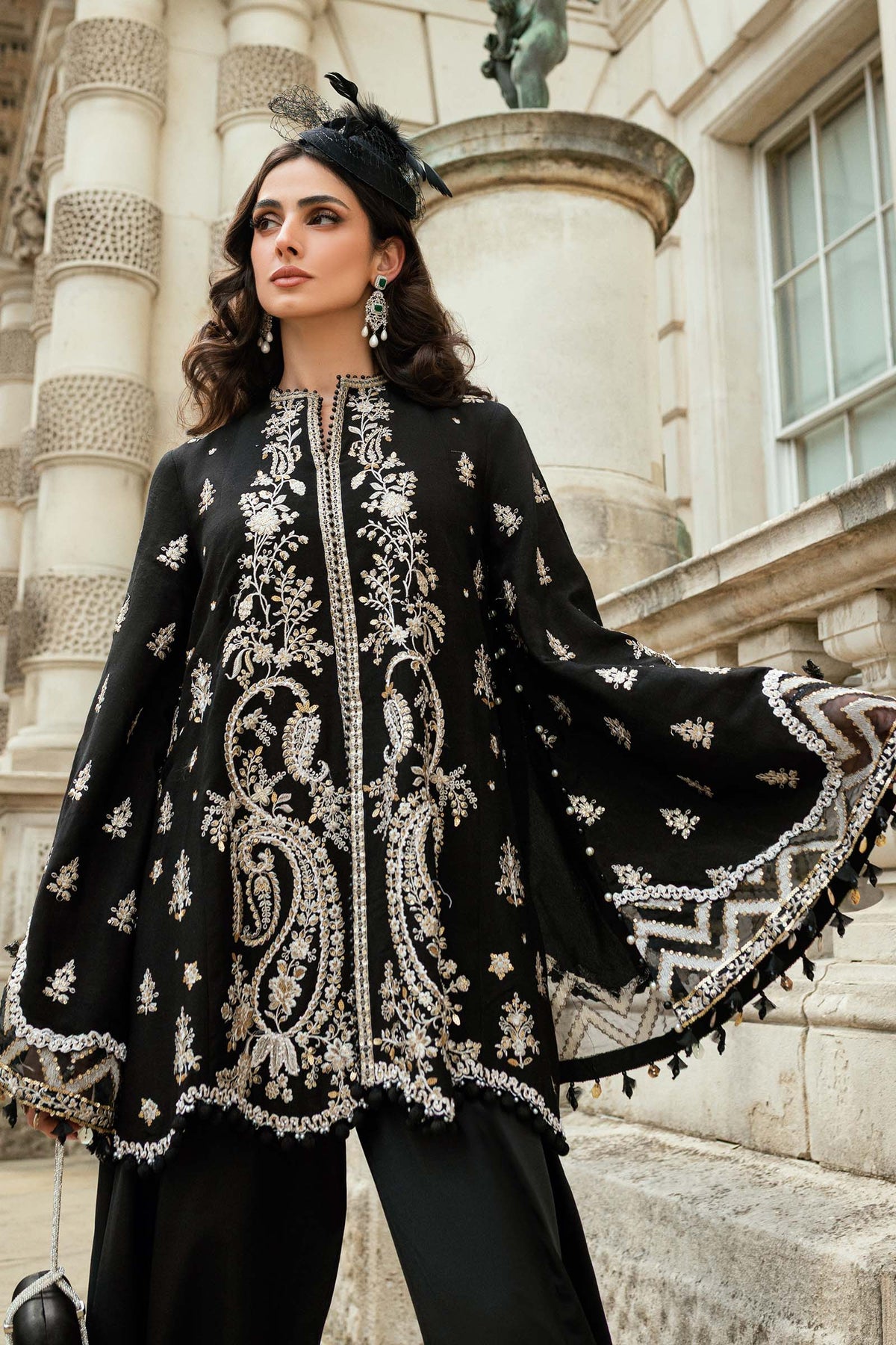 3 Piece Stitched Embroidered Raw Silk Suit