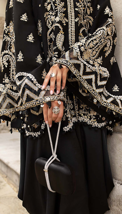 3 Piece Stitched Embroidered Raw Silk Suit