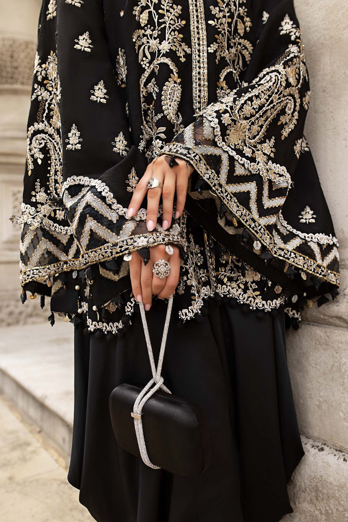 3 Piece Stitched Embroidered Raw Silk Suit