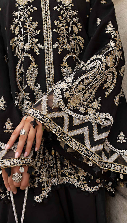 3 Piece Stitched Embroidered Raw Silk Suit